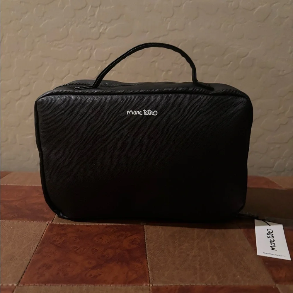 Marc Tetro Dog Print Cosmetic Bag or Storage Bag- Black with Florals
